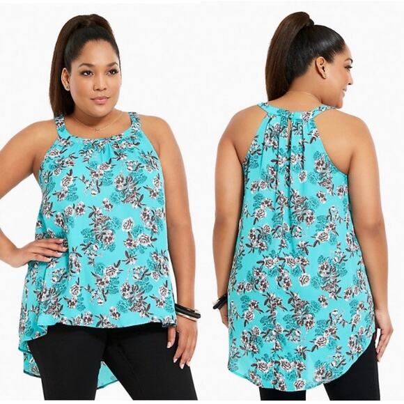 Torrid Teal Green Floral Cami Tank Sz.2 - Picture 2 of 11